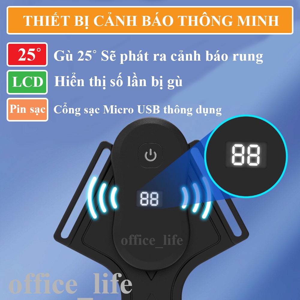 Đai Chống Gù Cảnh Báo Rung Thông Minh Màn Hình Kỹ Thuật Số Cao Cấp