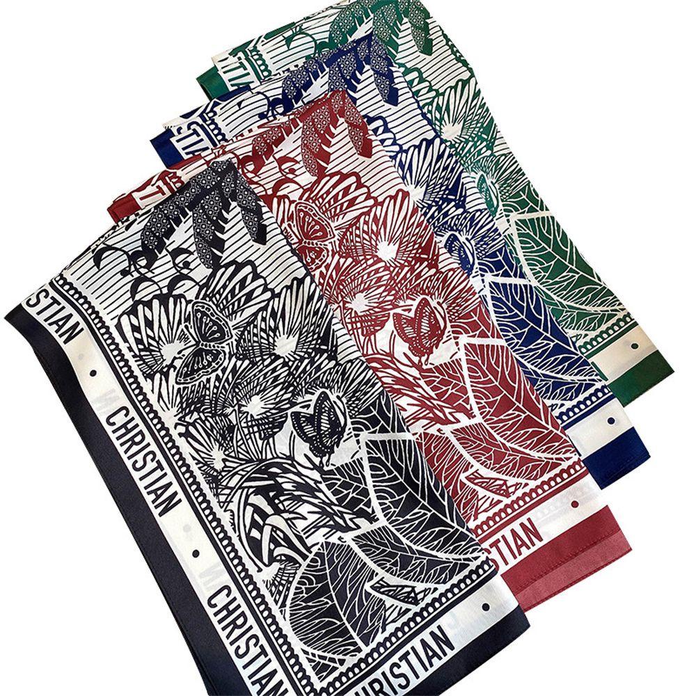 Khăn Choàng Lụa Vuông Lớn In Họa Tiết Chữ Phong Cách Bohemian Sang Trọng