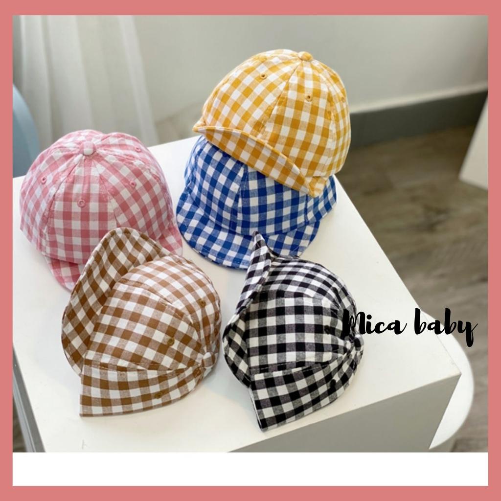 Mũ lưỡi trai mềm họa tiết kẻ caro đáng yêu cho bé Mica Baby MH126