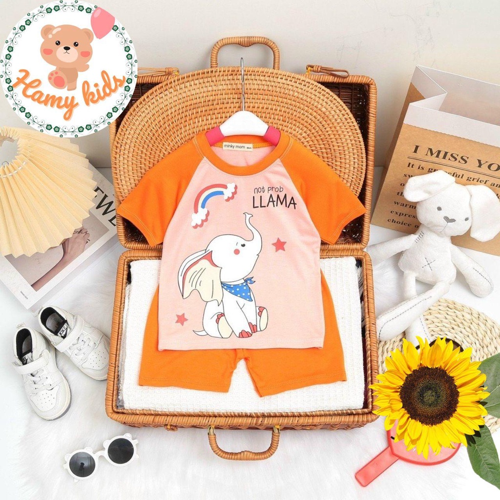 Bộ Cộc Tay Minky Mom Chính Hãng Bé Trai Bé Gái Thun Lạnh Raplan Hình Động Vật Đáng Bé Từ 0-5 Tuổi Dưới 20kg - Hamykids
