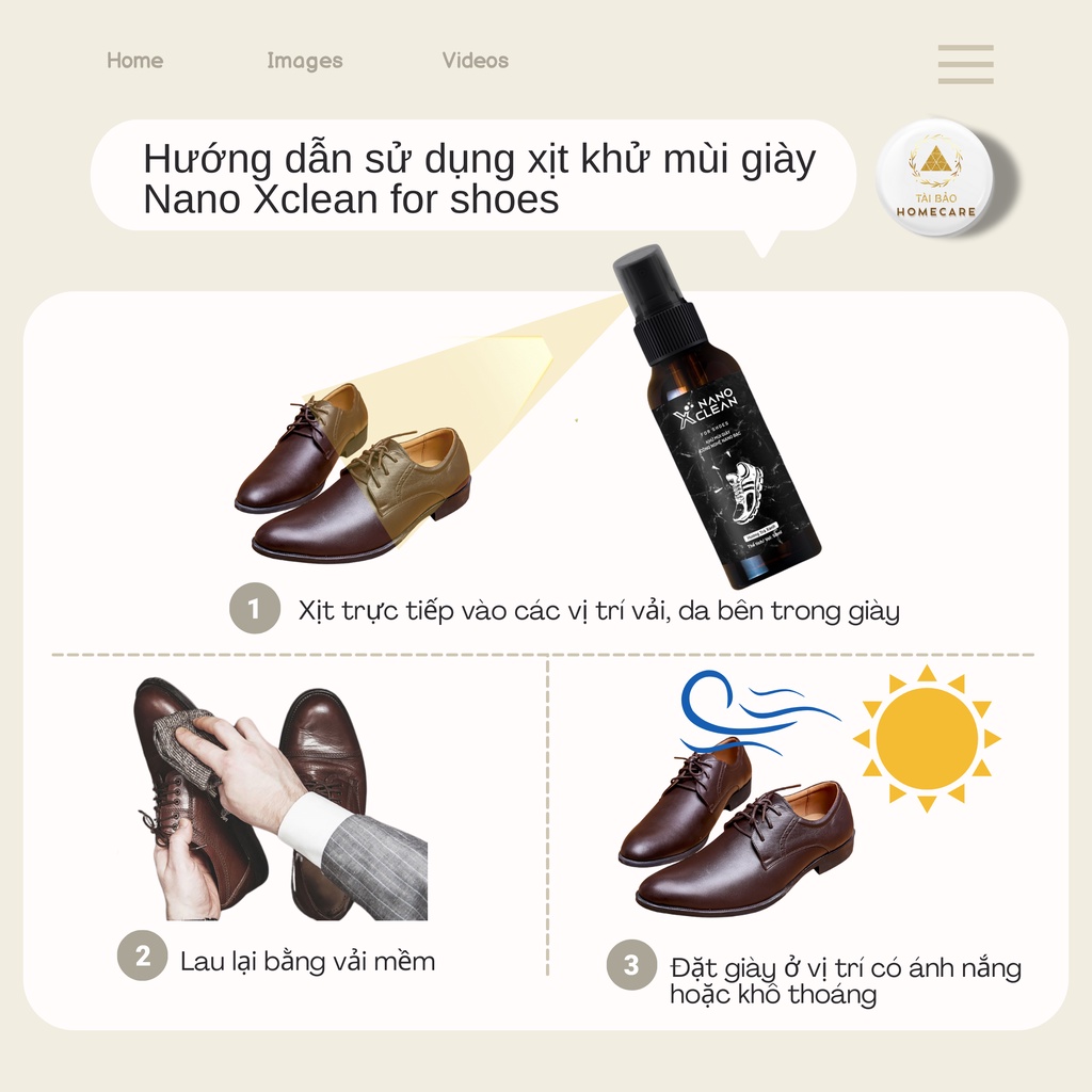 Xịt khử mùi giày nano làm thơm giày, khử khuẩn nano xclean AHTC, xịt giày sneaker - chai 100ml