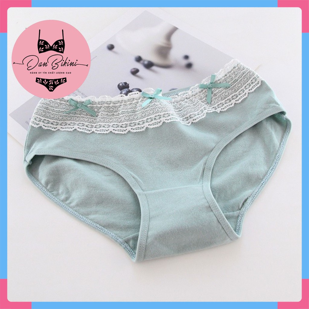 Quần Lót Nữ Cotton - Quần Lót nữ đính nơ viền ren cao cấp siêu co giãn DAN STORE mã SET06