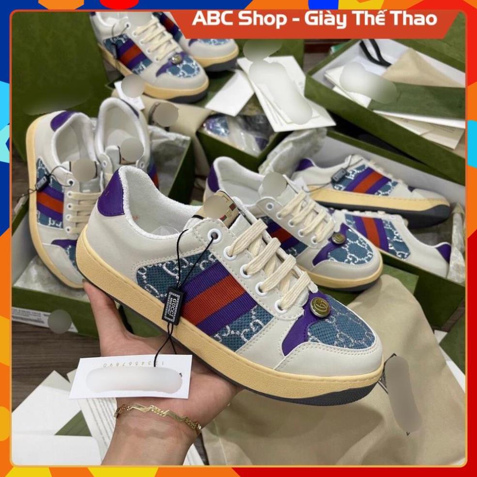 [FreeShip - Hàng Cao Cấp] Giày Sneaker Gucc.i Sơn Tùng Tím Đỏ Xanh Trắng Sữa , Giày Thể Thao Gucc.i hót