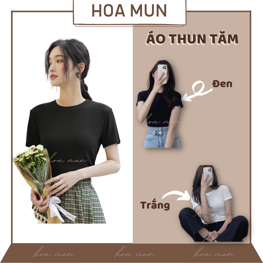 Áo Thun Len Tăm Lạnh Nữ HoaMun Cổ Tròn Ngắn Tay Trơn Màu Co Dãn 4 Chiều Mềm Mịn Thoáng Mát
