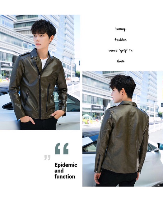 Áo Khoác Da Nam Phong Cách Hàn Quốc Hàng Quảng Châu Cao Cấp