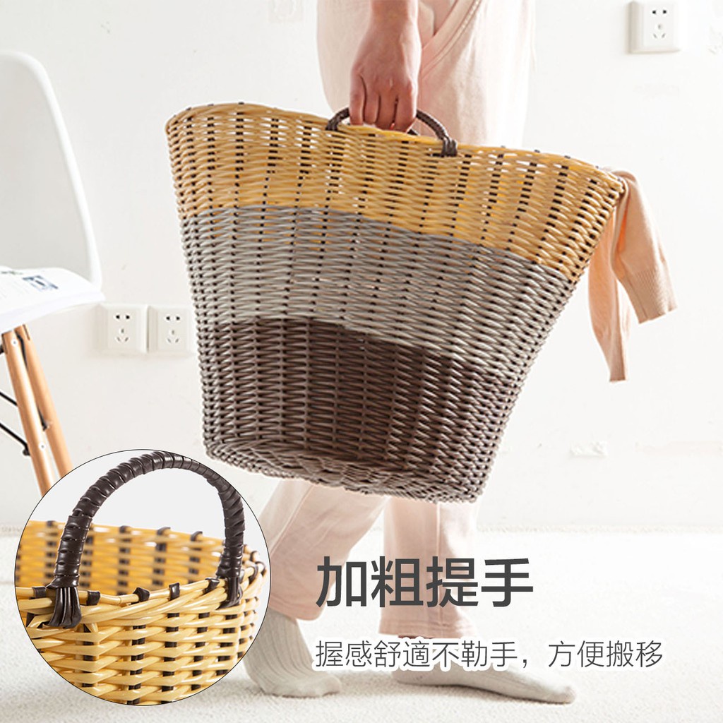 Giỏ đựng đồ giặt ủi JUJIAJIA siêu lớn đan mây thủ công có tay cầm