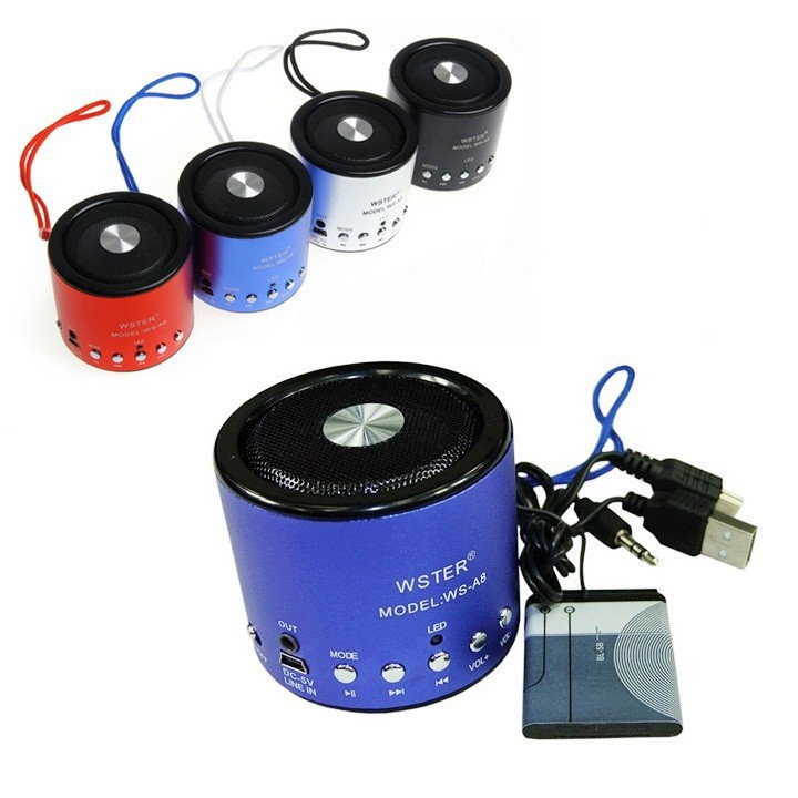 Loa nghe thẻ nhớ, USB 5 Trong 1 WS-A8 – Kiểu Dáng Sành Điệu, Gọn Nhẹ