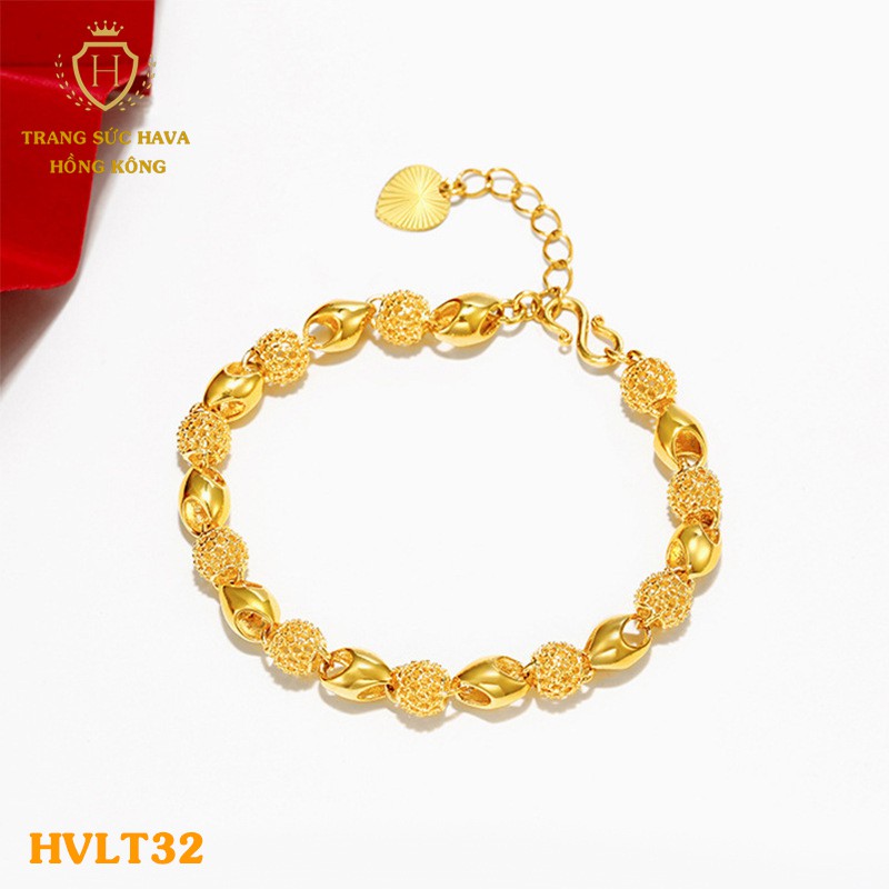 Lắc Tay, Vòng Tay Nữ Mặt Hạt Nối Tiếp Xi Mạ Vàng Non Cao Cấp - Trang Sức Hava Hong Kong - HVLT27