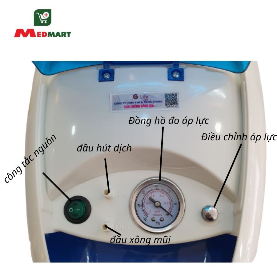 Máy Xông Hút Mũi Họng 2 Trong 1 AG Life Hi Baby Ấn Độ, Có Đồng Hồ Chính Áp Lực, Bảo Hành 08 Năm - Medmart