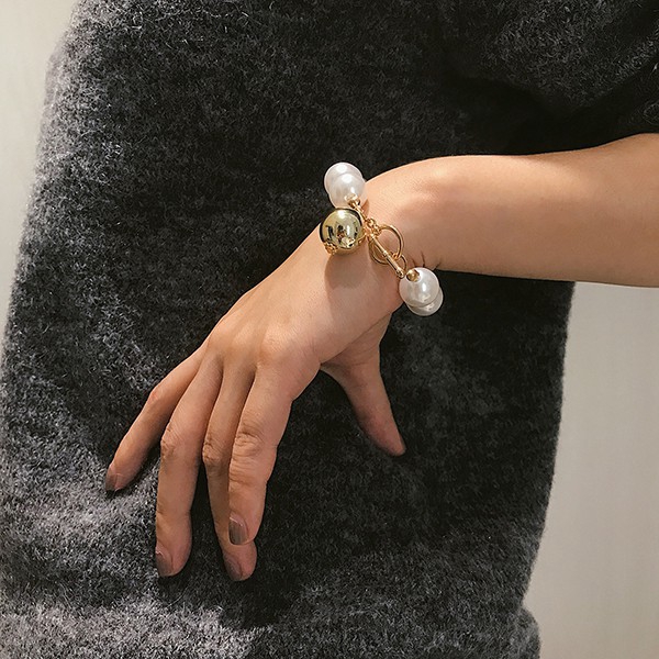 Vòng đeo tay đính hạt ngọc trai giả xinh xắn cho nữ | BigBuy360 - bigbuy360.vn