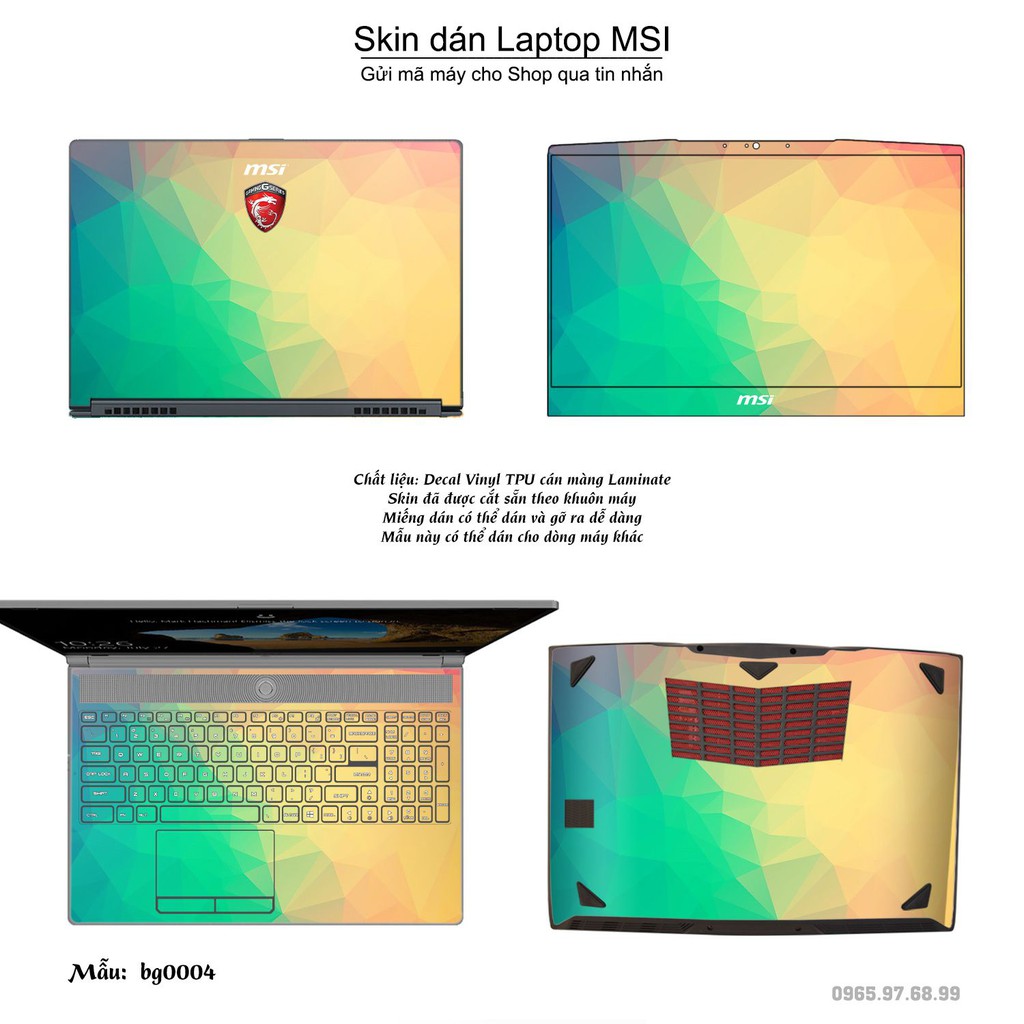 Skin dán Laptop MSI in hình Vân kim cương (inbox mã máy cho Shop)