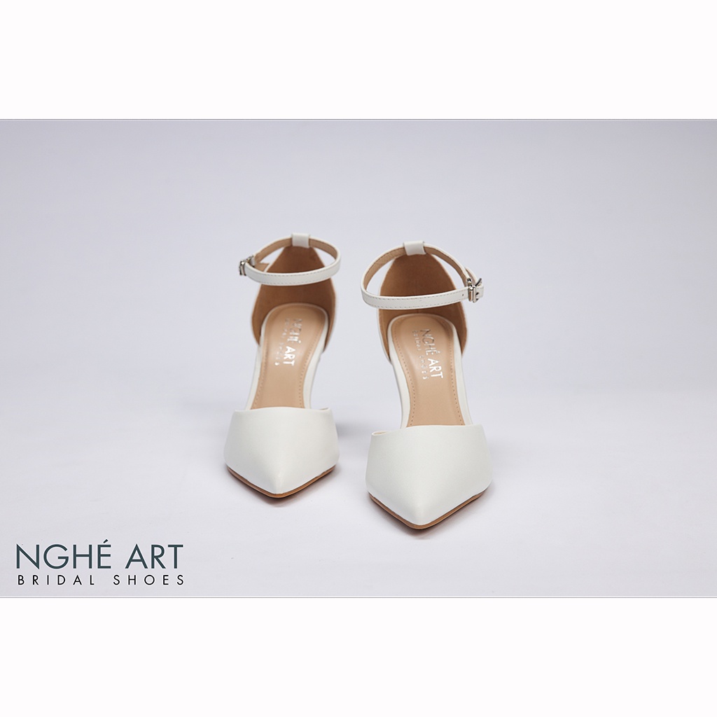 Giày cưới Nghé Art basic quai hậu 9 phân 340 trắng