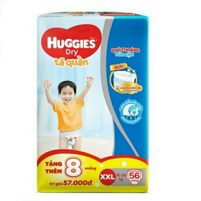 (Cộng miếng)Bỉm quần Huggies M74/L68/XL62/XXL56/M74+8/L68+8 miếng mẫu mới. Huggies