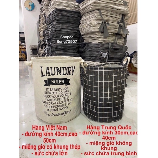 GIỎ ĐỰNG ĐỒ GIẶT 1 LỚP CHỐNG THẤM HÀNG Việt Nam size cỡ đại cao 50cm, đường kính 40cm