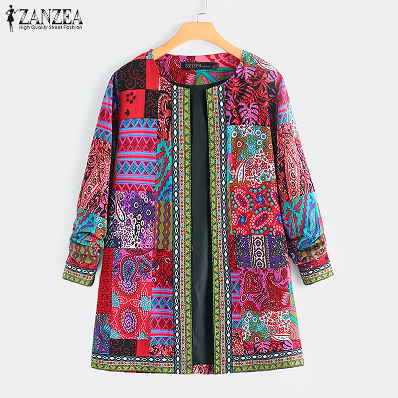 Áo khoác ZANZEA tay dài in họa tiết độc đáo thời trang mùa thu cho nữ