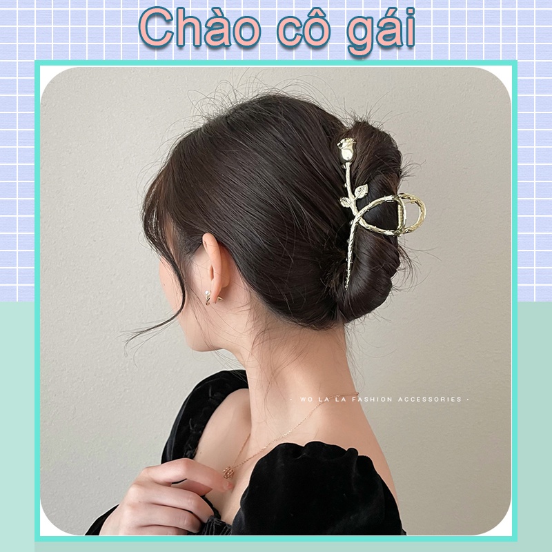 Kẹp Tóc Kim Loại Hình Hoa Hồng Cỡ Lớn Phong Cách Hàn Quốc Thời Trang Cho Nữ
