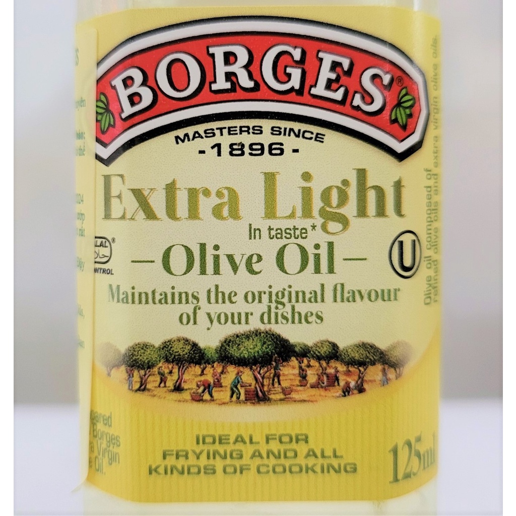 [Chai nhỏ 125ml – Extra Light] DẦU Ô LIU NGUYÊN CHẤT KHÔNG MÙI [Spain] BORGES Extra Light Olive Oil (halal)