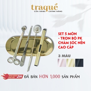 [Bộ 5] Phụ kiện chăm sóc nến thơm: Kéo,Khêu,Chuông,Khay và Châm nến