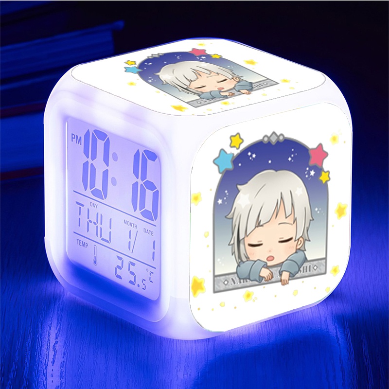 Đồng hồ báo thức để bàn in hình anime chibi BUNGOU STRAY DOGS LED đổi màu