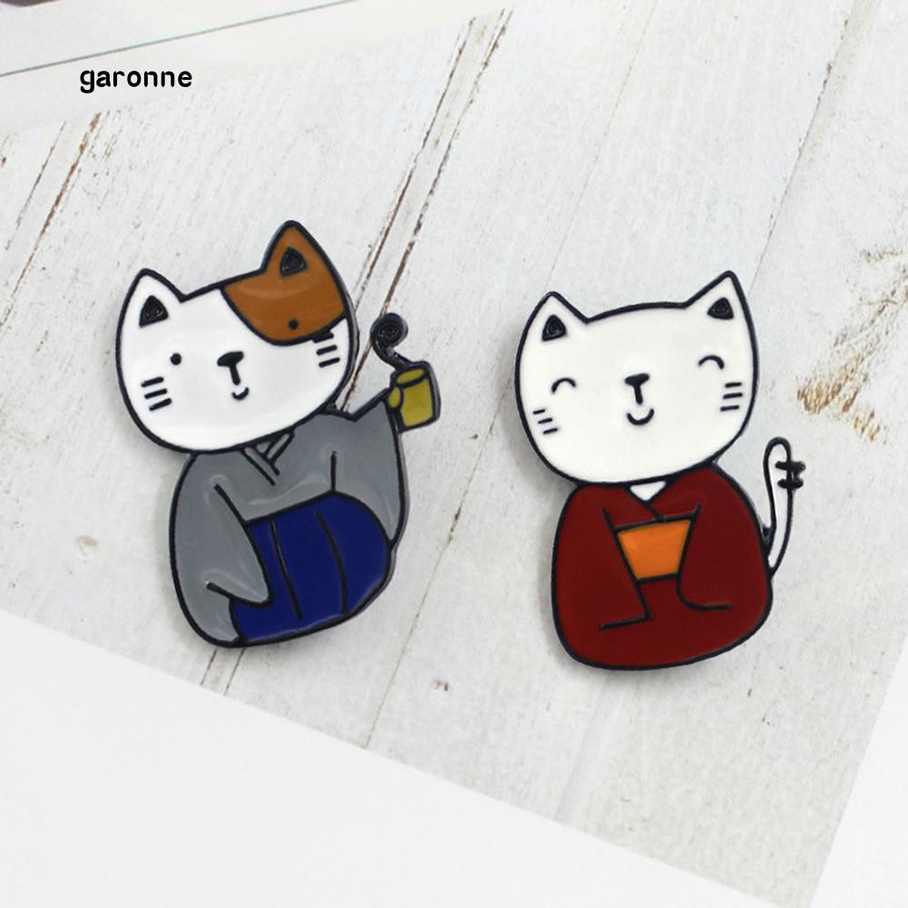 Ghim cài áo hình chú mèo mặc trang phục Kimono ngộ nghĩnh đáng yêu