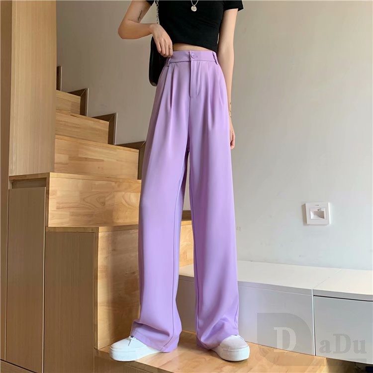 Daduhey Quần Dài Ống Rộng Lưng Cao 3 Màu Lựa Chọn Cho Nữ