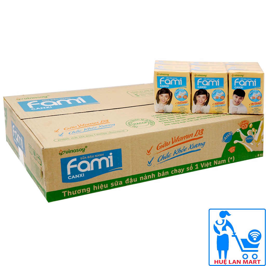 Sữa Đậu Nành Vinasoy Fami Canxi Thùng 36 Hộp x 200ml