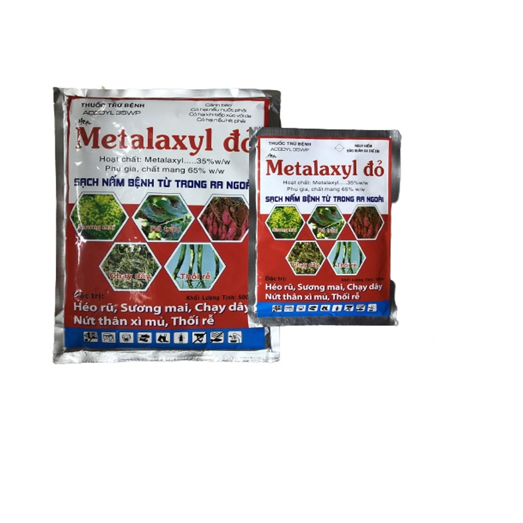 Metalaxyl Đỏ 100g - Thuốc đặc trị sương mai, thối rễ, nứt thân xì mủ