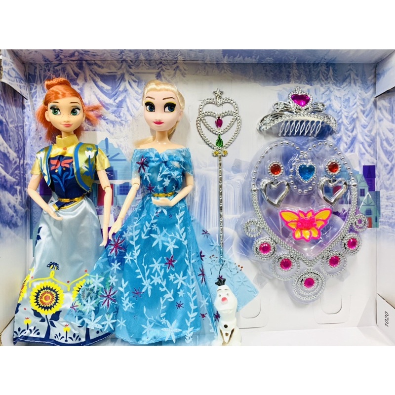 Đồ chơi hộp Búp bê Elsa và Anna kèm trang sức và vương miện - nữ hoàng băng giá Frozen 1020