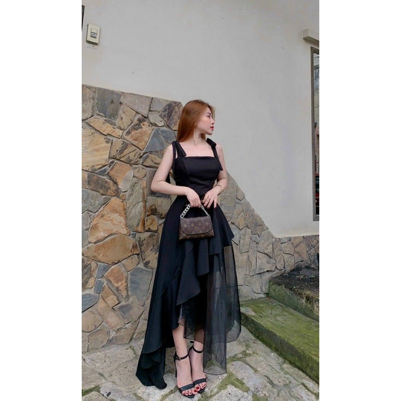 [kem video that]đầm trắng dự tiệc 2 dây cúp phối lưới vạt chéo | BigBuy360 - bigbuy360.vn