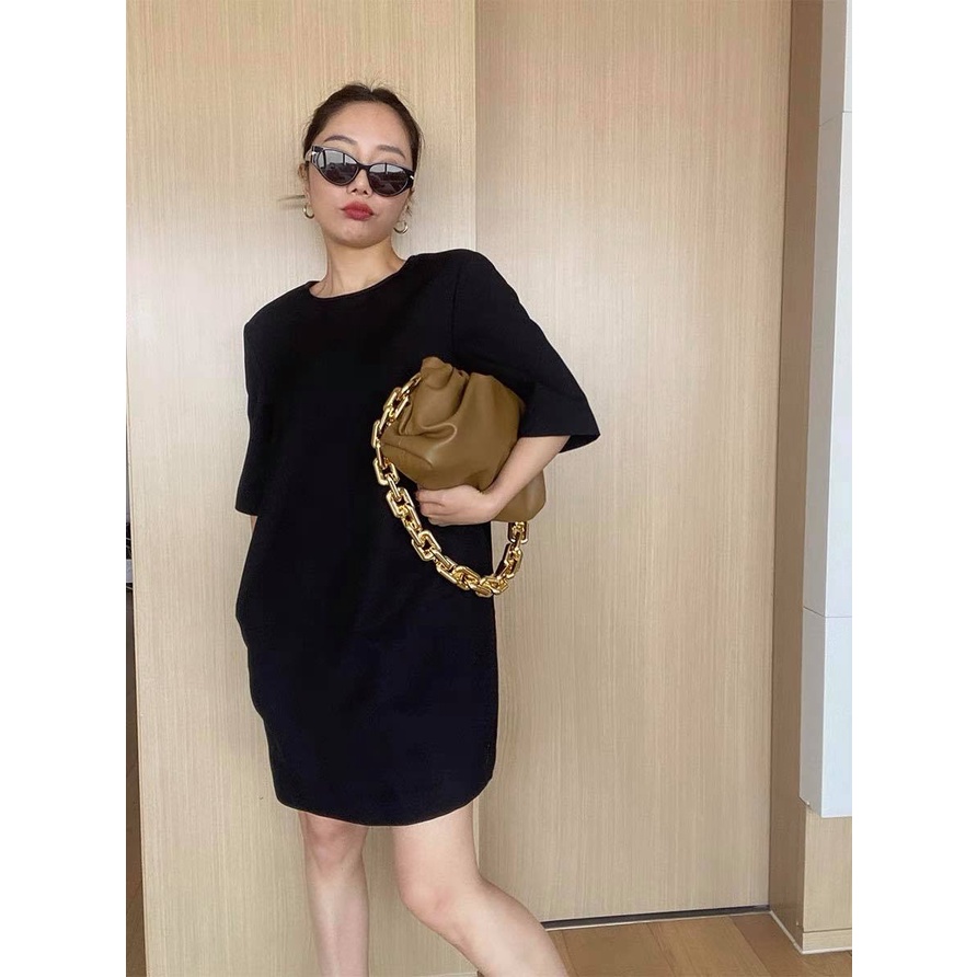 Váy Suông Dây Xích Eclipse Clothing Chất Umi Co Dãn Thoáng Mát Thiết Kế Cổ Sau Vuông & Xếp Ly Eo Tôn Dáng Cho Nàng