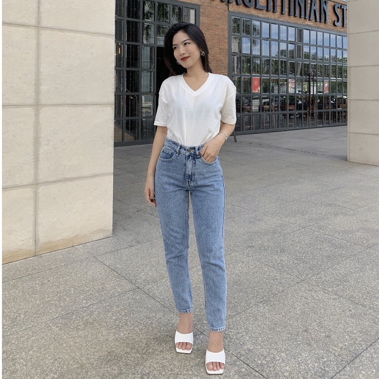 Áo Thun Trơn Nữ Tay Ngắn Cổ Tim Trắng - VSS - Hashtagem ( Freesize dưới 57kg )