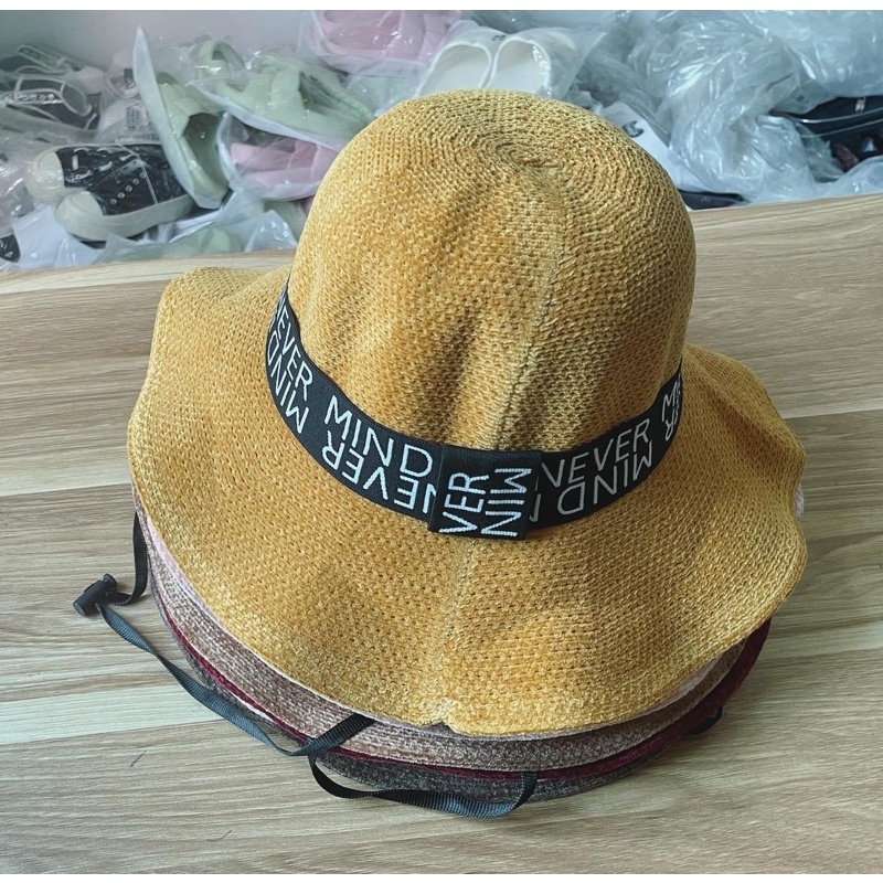 Mũ nữ vành rộng hoạ tiết chữ thêu , phụ kiện thời trang nữ