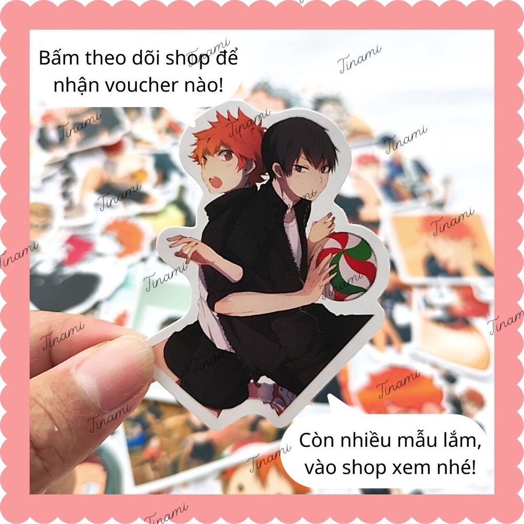 50 Sticker Vua bóng chuyền Haikyuu hình dán anime manga chống nước trang trí làm quà cho fan Tinami HAIKYUU-001