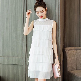 Đầm voan nữ cao cấp chất voan xước mềm mát , kiểu dáng xếp tầng nữ tính QCNP1183
