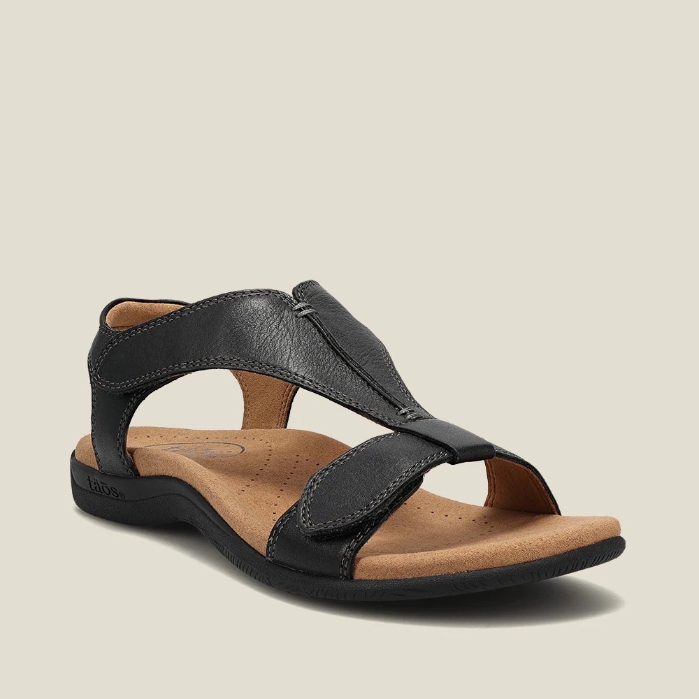Tikp Giày Sandal Bằng Da Đế Xuồng Dày Quai Dán 6 Màu Tùy Chọn Size 35-42 Cho Nữ