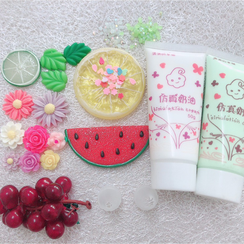 Set Nguyên Liệu Keo Kem Trang Trí Ốp lưng, trang trí ốp điện thoại mẫu  Hoa Quả