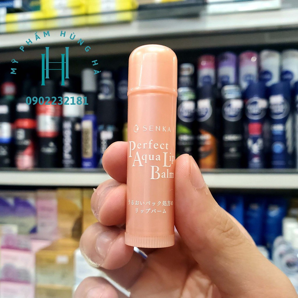 Son dưỡng môi Senka, son dưỡng không màu Senka Perfect Aqua Lip Balm 4.5g