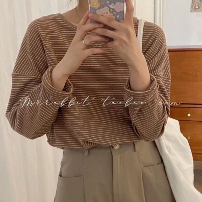 Áo len kẻ mỏng nữ ulzzang ( lên fom dáng đẹp )
