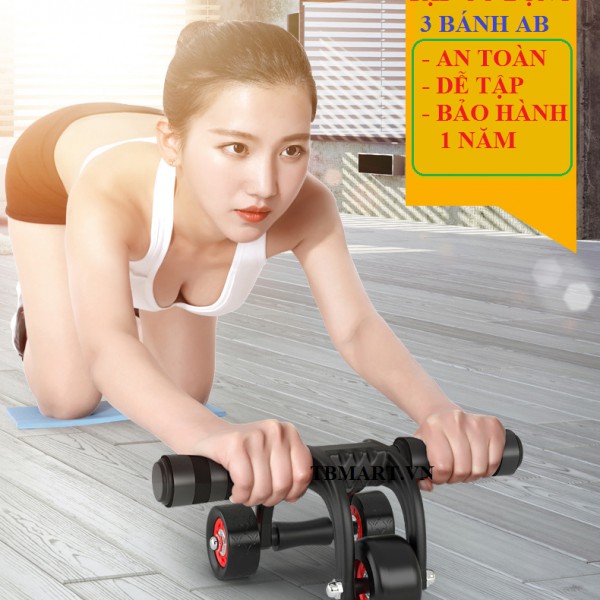 Con lăn tập cơ bụng 3 bánh loại không chặn- cho body săn chắc