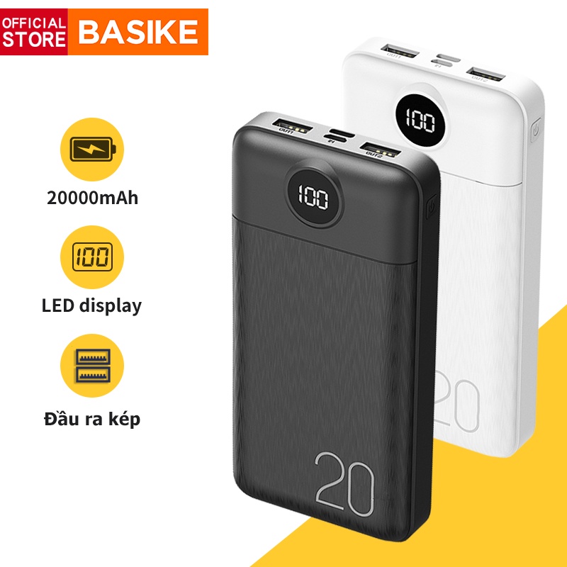 Sạc dự phòng 20000mAh BASIKE PT126P Cho iPhone Huawei Samsung - Bảo hành 12 tháng