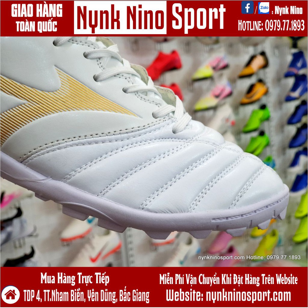 Giày Bóng Đá Mizuno Morelia Neo III Trắng Vạch Vàng Đồng TF