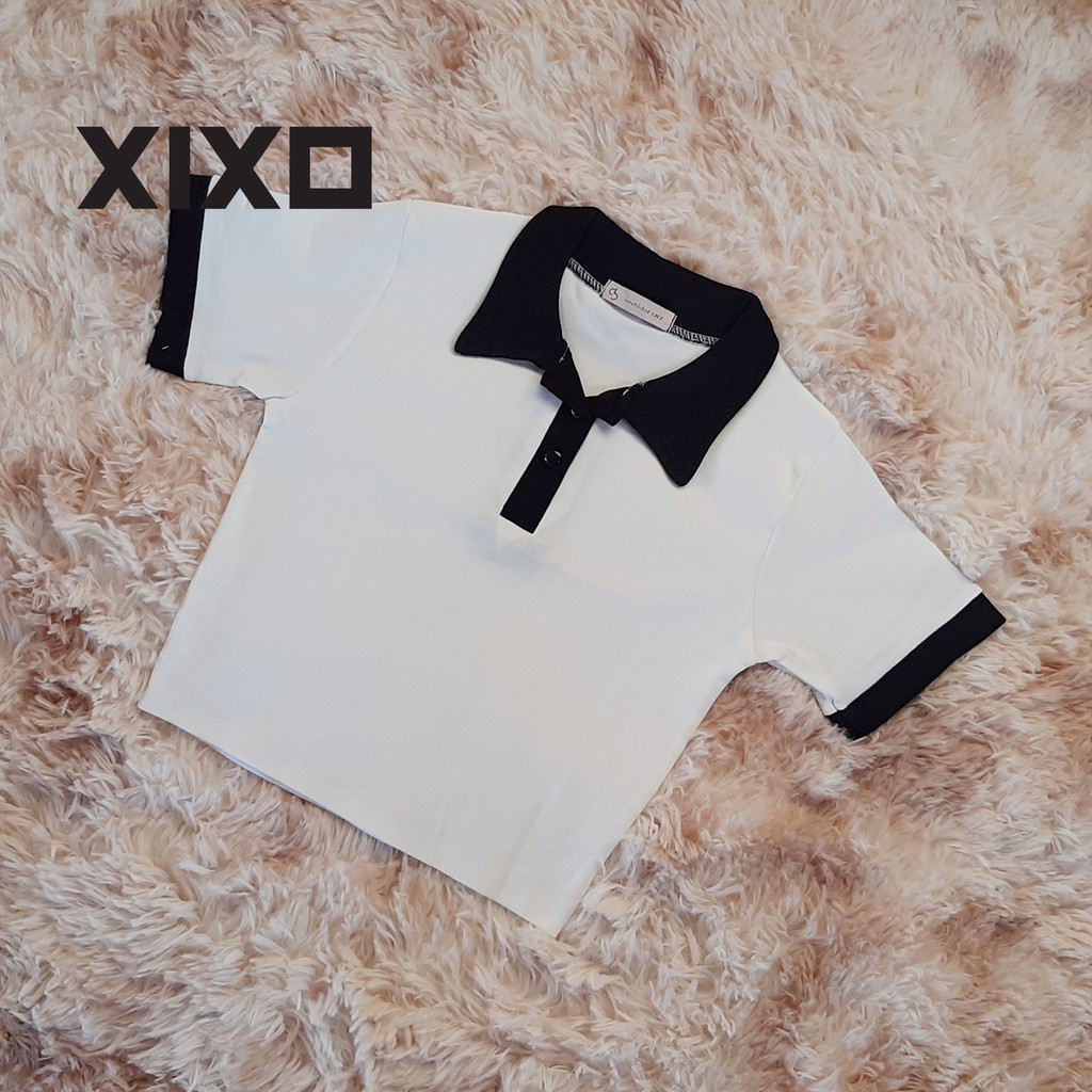 Áo croptop ❄ FREESHIP ❄ Áo thun nữ cổ polo khác màu thời trang XIXO - ATN0036