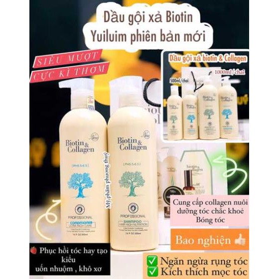 [TRẮNG NEW] DẦU GỘI XẢ BIOTIN COLLAGEN NEW 500ml - 1000ml