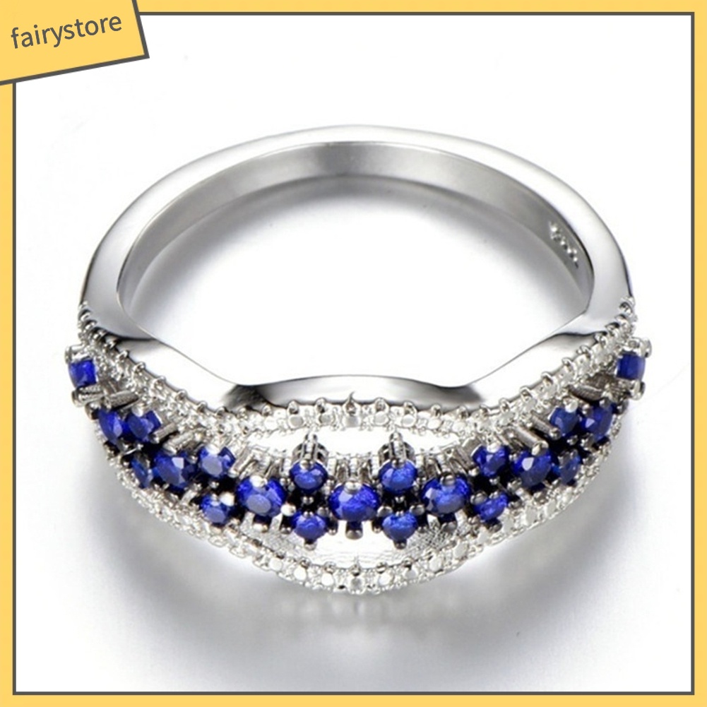 Nhẫn Đính Hôn Đính Đá Sapphire Giả Cho Nữ