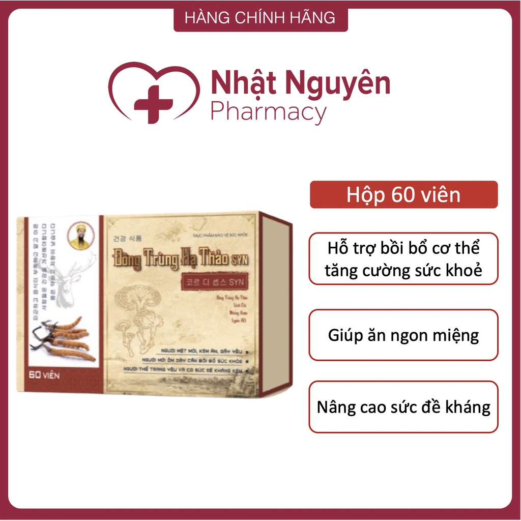 Đông trùng hạ thảo SYN Hỗ trợ bồi bổ cơ thể, tăng cường sức khoẻ, nâng cao sức đề kháng, giúp ăn ngon miệng
