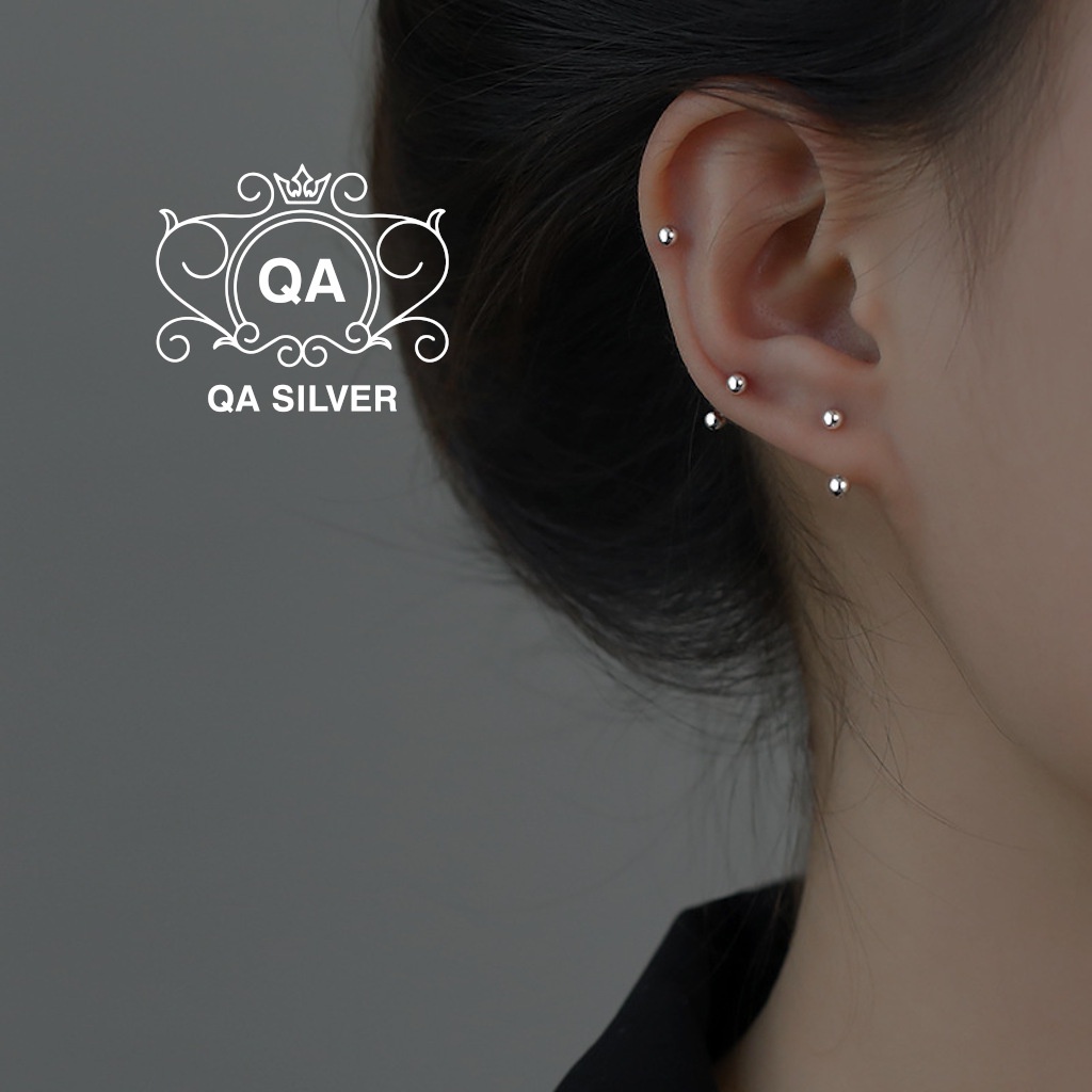 Khuyên tai bạc khoen vành chốt bi vặn nam nữ bông tai kẹp vành S925 EARCUFF Silver Earrings QA SILVER EA200903