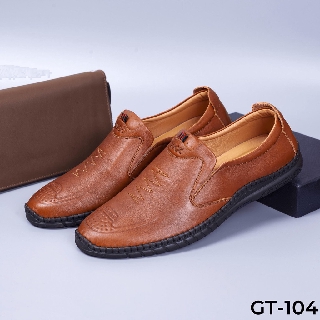 GIÀY LƯỜI NAM GIÁ RẺ - GIÀY DA BÒ CHO DÂN CÔNG SỞ MÀU NÂU - GT-104NAU