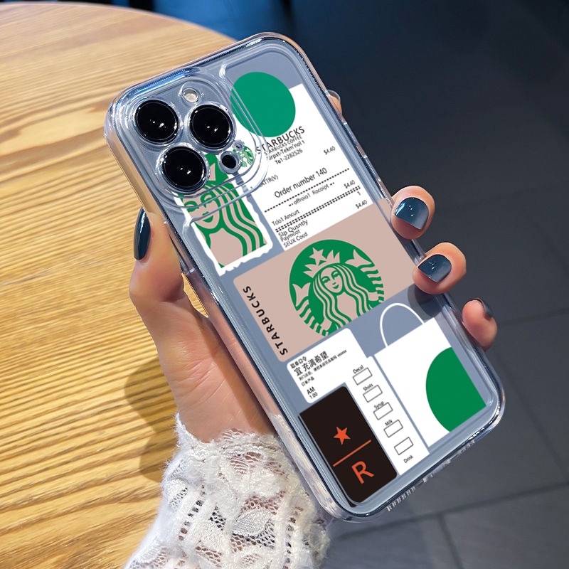 Ốp Điện Thoại TPU Gel Đệm Khí Chống Rơi Hình Starbucks Màu Trong Suốt Samsung Galaxy S22 Plus Note 20 Ultra 10 S21 FE S20