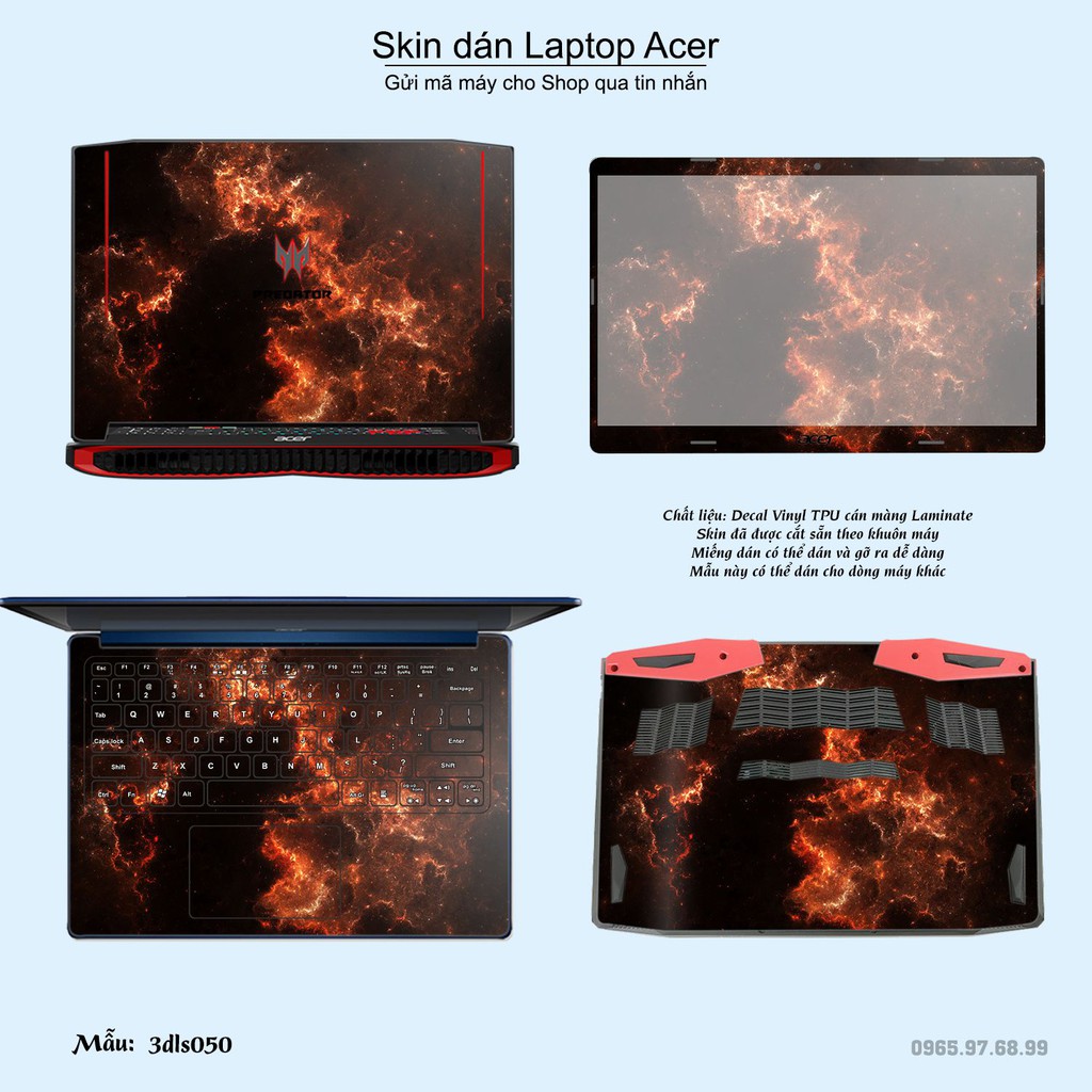 Skin dán Laptop Acer in hình 3Ds (inbox mã máy cho Shop)