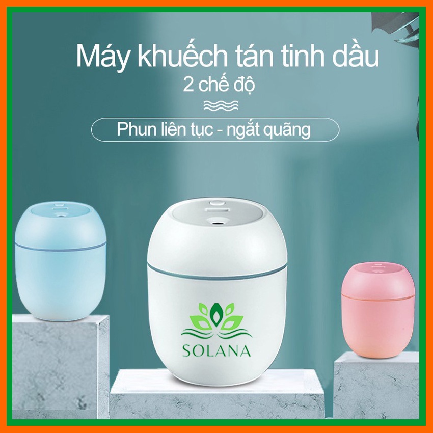 [FREESHIP] Máy Xông Tinh Dầu Tặng 1 Lọ Tinh Dầu Thiên Nhiên 10Ml Ngẫu Nhiên, Máy Phun Sương Khuếch Tán Tinh Dầu SOLANA